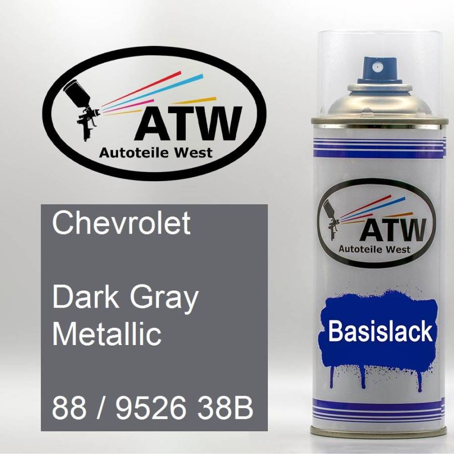 Chevrolet, Dark Gray Metallic, 88 / 9526 38B: 400ml Sprühdose, von ATW Autoteile West.